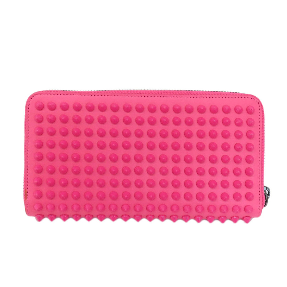 Christian Louboutin Round Long Wallet Zip Leather Studded Black